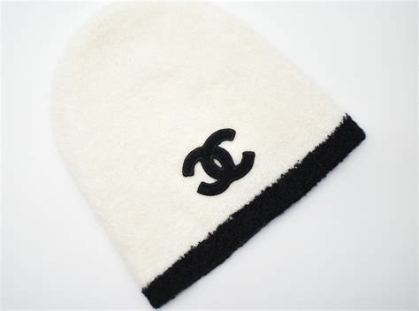 black and white chanel beanie